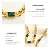 Custom Cuban Thick Chain Necklace & Bracelet Set with Green Glass Stones - Colorfast Jewelry