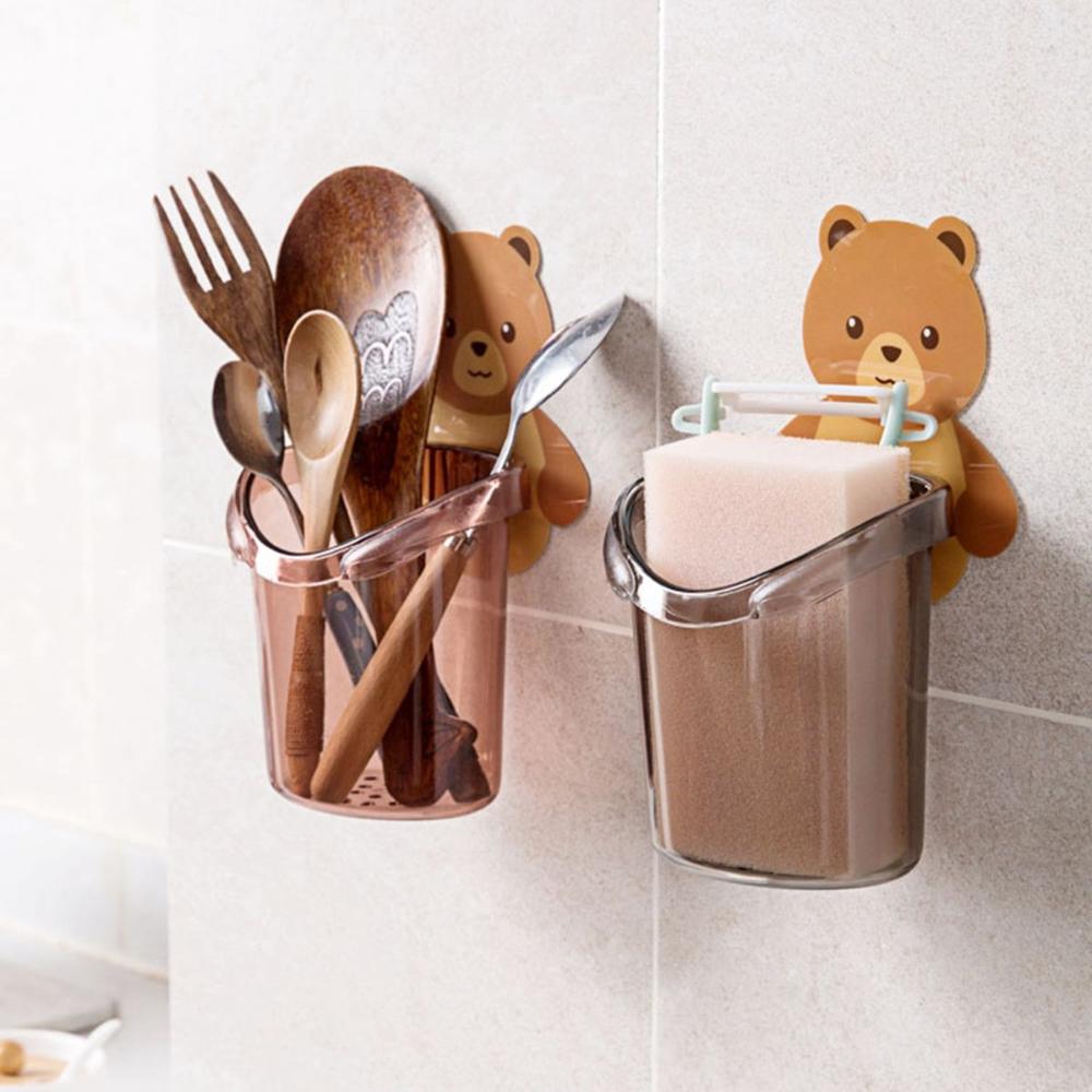 Bathroom Cute Bear Shaped Storage Box Cup Organizer Razor Stand Toothbrush Holder Toothpaste Rack
