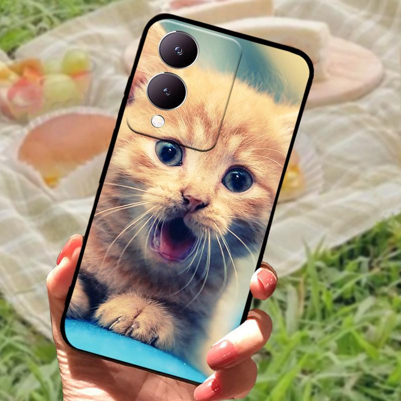 Für Vivo Y17s Hülle Mode Cartoon Schwarz Silikon Weiche Rückseite Hülle Für Vivo Y17s Handyhülle Cover 6,56" Y 17 s Funda Coque