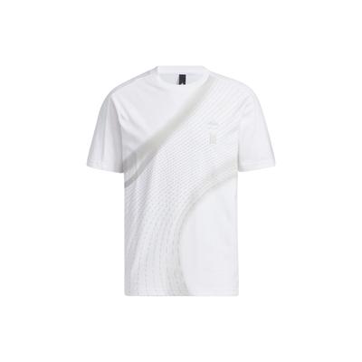 T-shirt Casual Sportiva a Maniche Corte con Stampa a Righe da Uomo Top Bianco IA8092