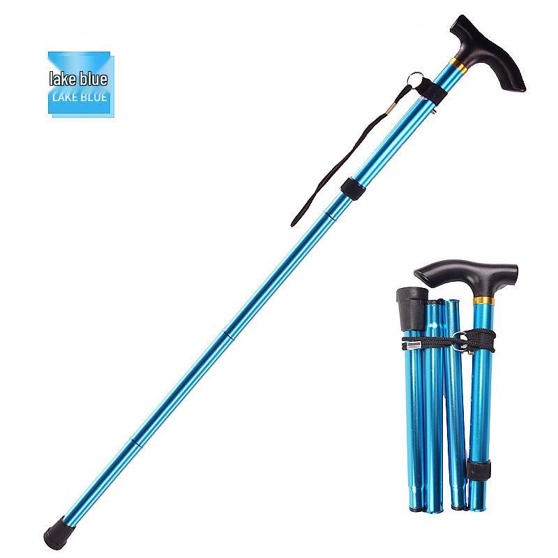 Outdoor Folding Telescopic Trekking Pole - Five-Section Walking Stick for Elderly