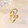 Vintage Wave 8-shaped Cubic Zirconia Stainless Steel Ring 18K Gold-plated Rings for Women Wedding Prom Jewelry Anniversary Gift