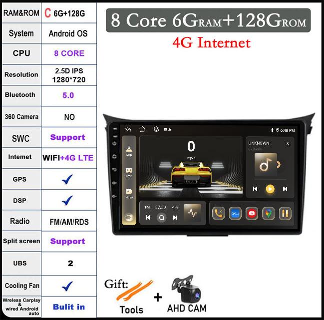 QLED DSP Android 14 For Hyundai I30 Elantra GT 2012 2013 2014 2015 2016 Car Auto Radio Multimedia Video Player Navigation