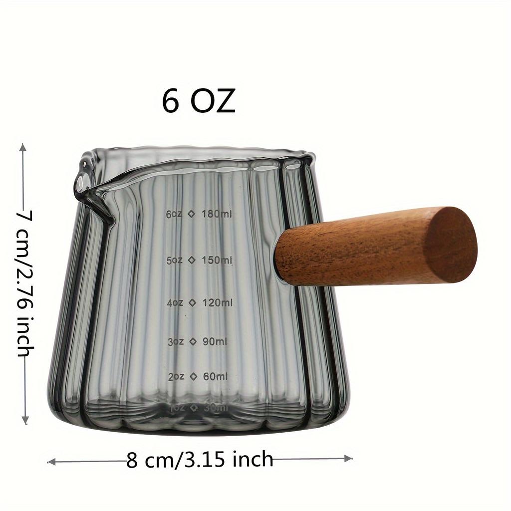 Italian Style Glass Coffee Cup 180ml Reusable Insulated Measuring Cup Wooden Handle Drinking Glasses for Coffee Tea Water