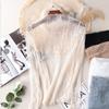 Autumn and Winter New Velvet Lace Shirt Women's Long-sleeved Turtleneck Slim-fitting and Thin Inner Bottoming Shirt Foreign-style Top