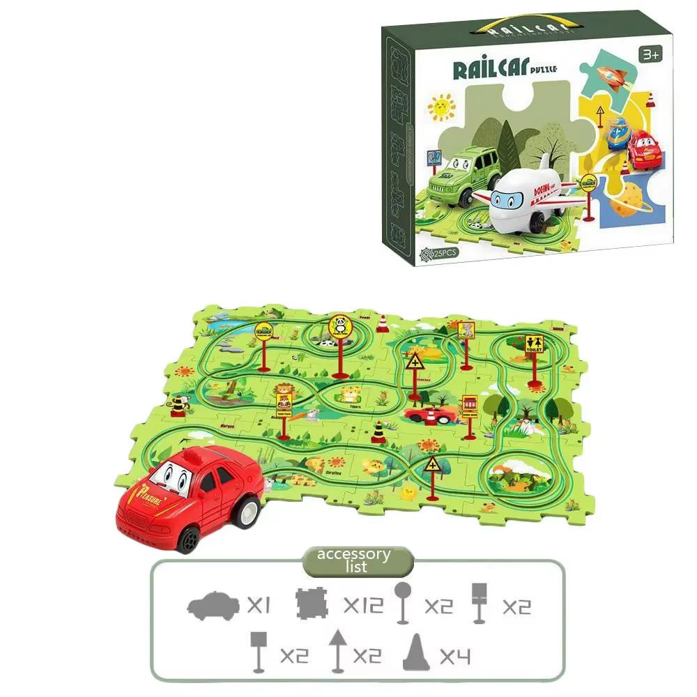 Non-Toxic Puzzle Racer Kids Car Track Set Plastic Floor Puzzles For 3 4 5 6 Year Old Children Montessori Toys Brain Toys New