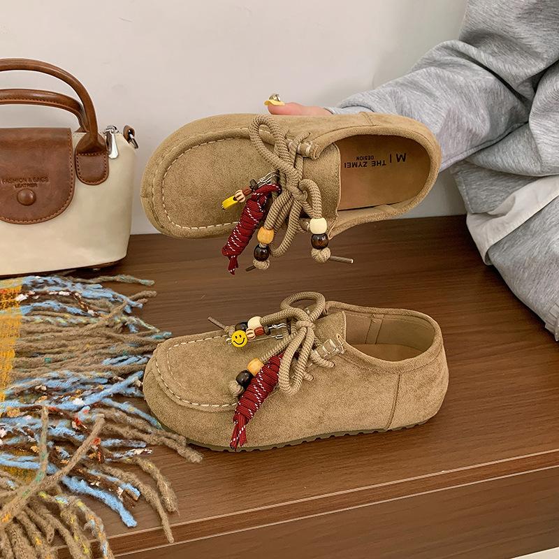 thick-soled beaded Boken shoes women's 2025 new retro versatile lazy one-pedal comfortable casual kangaroo shoes