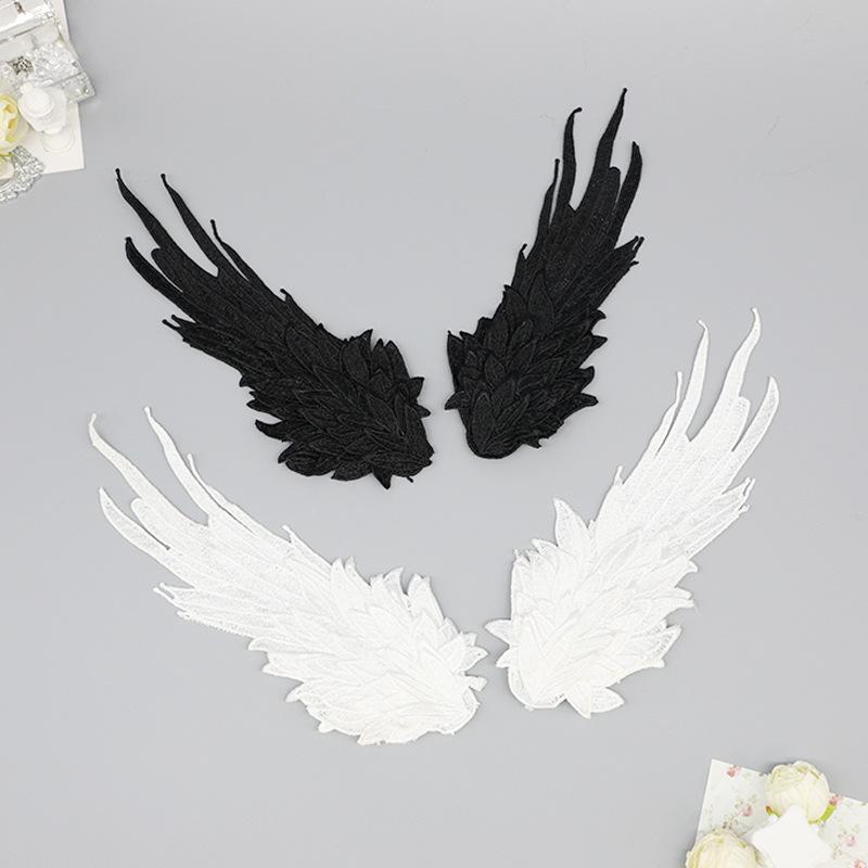 Original Lolita Feather Black And White Two-Color Embroidery Opposite Edge Clip Angel Wings Lolita Accessories Demon Wings