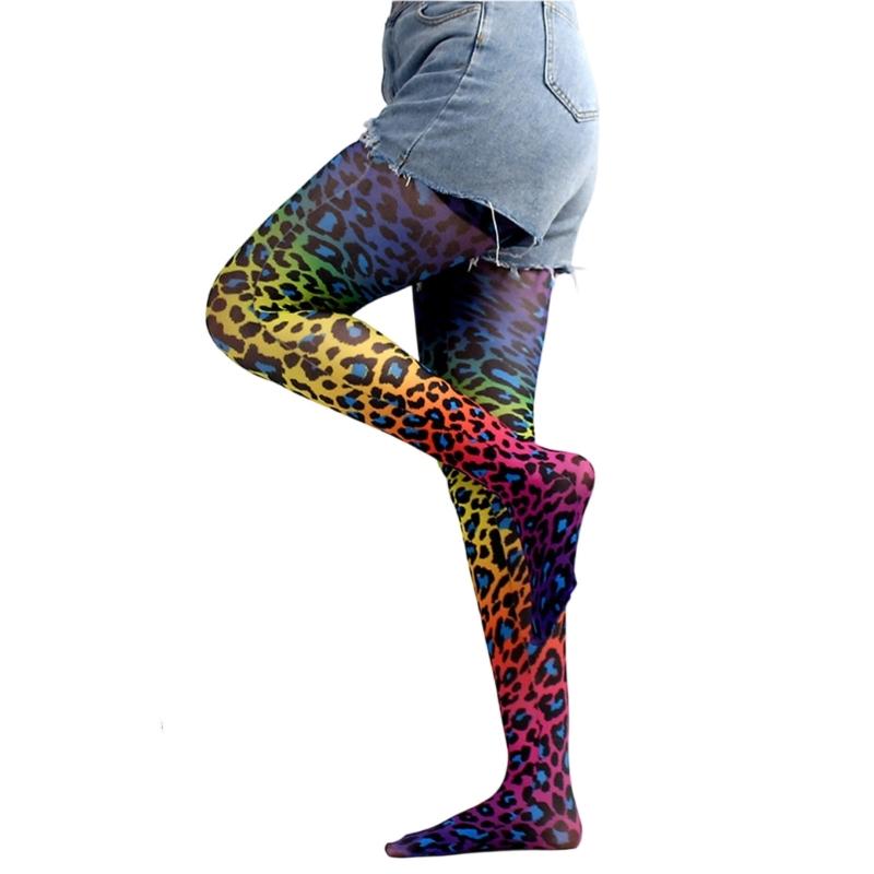 Multicolor Patterned Footed Tights for Women Printed Pantyhose Stockings for Dress Skirt Layering In Spring Fall Office and Daily Wear