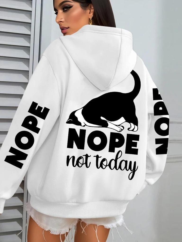 Y2K Dog Print Women's Pocket Hoodie - Casual Autumn Pullover