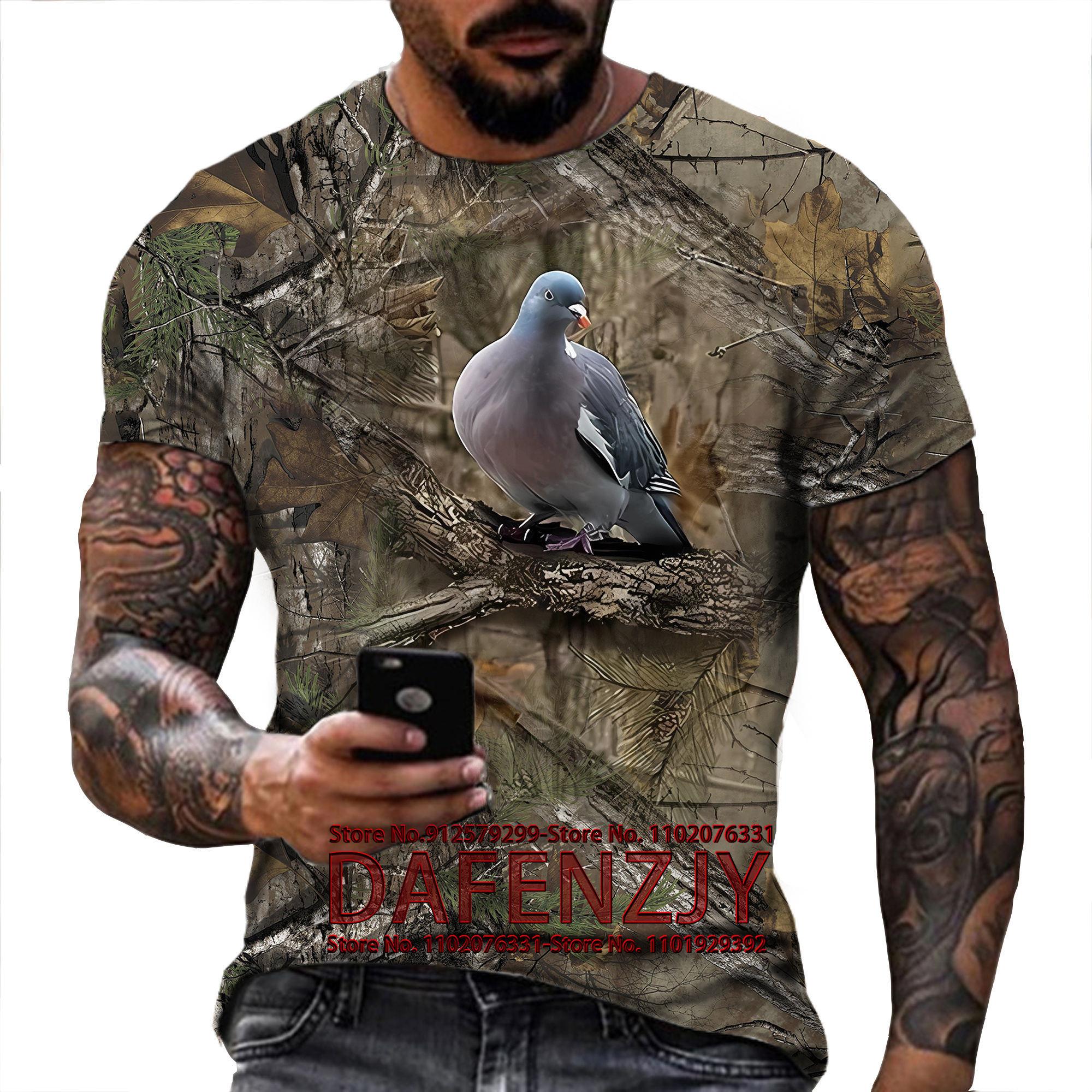 

Камуфляж полювання на тварин голуб 3D футболка літній дозвілля чоловіча футболка мода вулиця жіночий пуловер короткий рукав футболка XXXL небо синє кольору