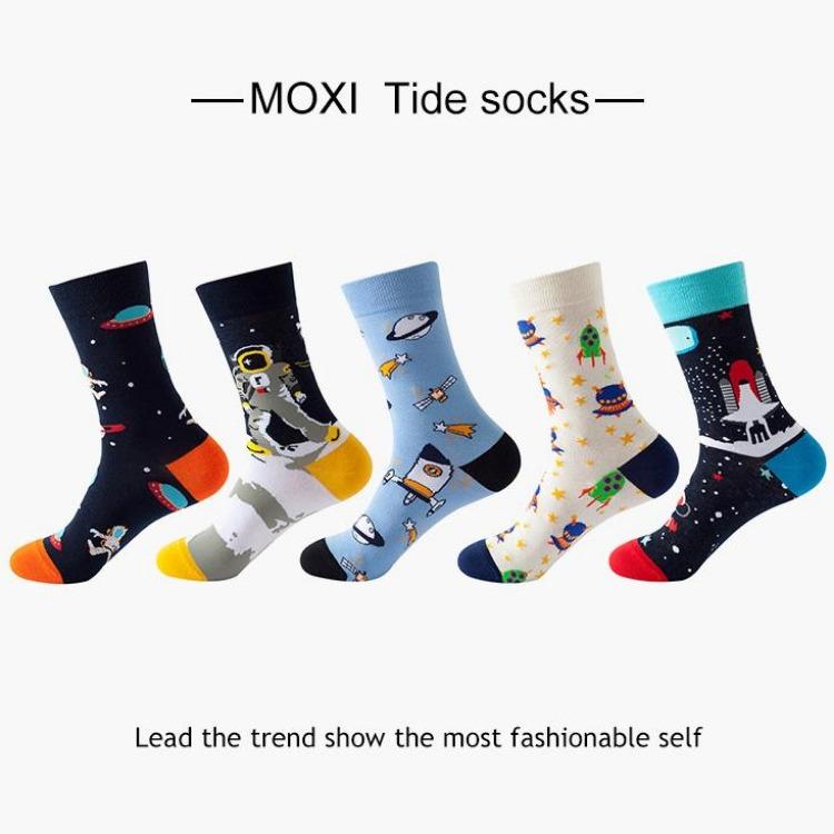 5 Pairs/Pack Couples Happy Funny Socks Cotton EU 37-43 Men Cartoon Fruits Flowers Animals Streetwear Harajuku Socks