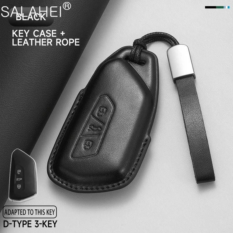 Leather Car Key Case Cover Shell Holder Fob For VW Volkswagen Golf 8 MK8 GTI GTD R ID3 ID4 2020 Keychain Protection Accessories