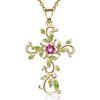 Flower Cross Pendant Necklace Earrings Jewelry Set for Women Gifts