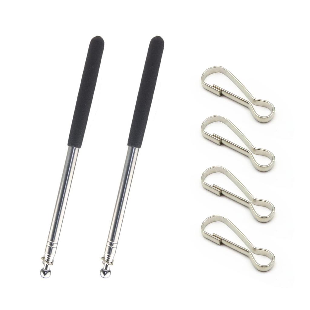 Set of 2 Telescopic Pointer with Mounting for Outdoor Educational Tour Portable Telescopic Poles, Flagpole, 120cm, Clips, Use, Pointer, Guide, Banner,