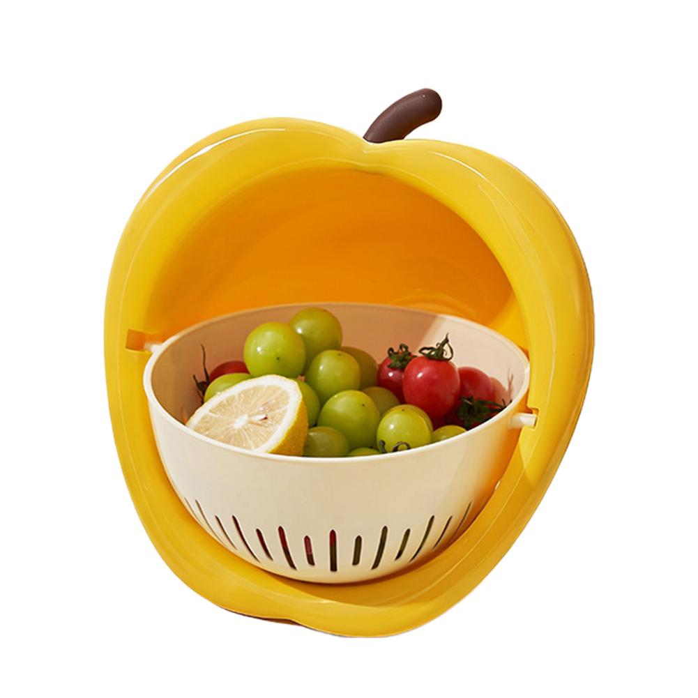 Double Layer Vegetable Drain Basket Large Capacity Creative Food Storage Container Multifunctional Cute Vegetable Fruit Strainer