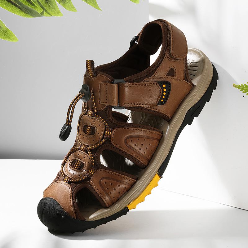 Fashion Brand Summer Men's Sandals Genuine Leather Beach Roman Sandals New Comfortable Men Outdoor Sneakers Plus Size Summer Men Shoes