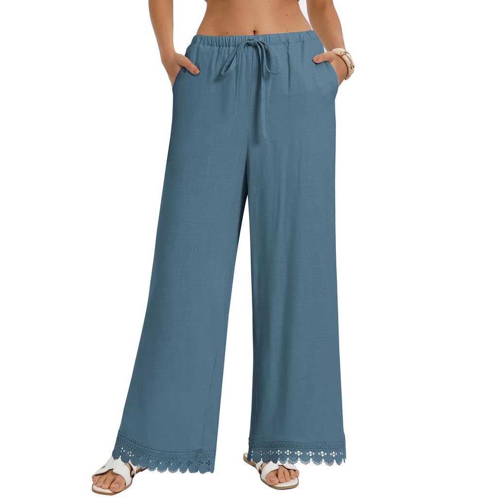 Women's Casual And Fashionable Color Loose Pants With Pocketes