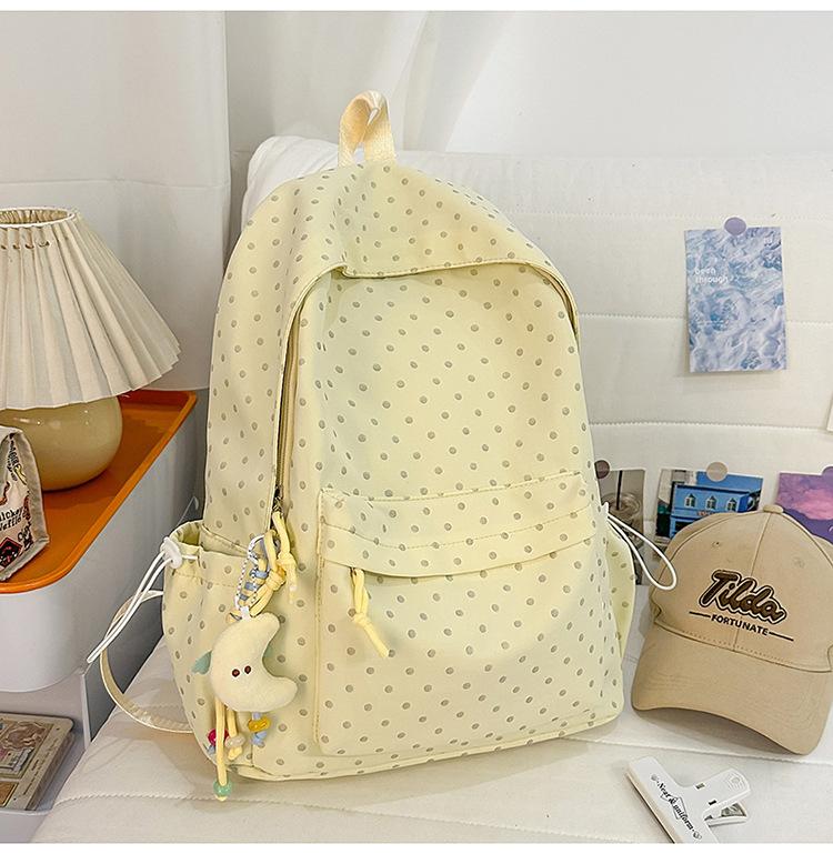 Schoolbag Korean Small Fresh Schoolbag Female College Student Simple Polka Dot Backpack Lightweight Large Capacity Junior High School Student Backpack