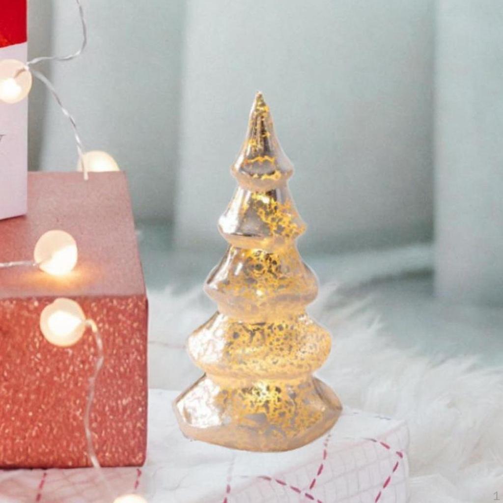 Beleuchtete Glas Tischplatte Künstliche Weihnachten Baum Dekoration Ornament Nacht Lampe