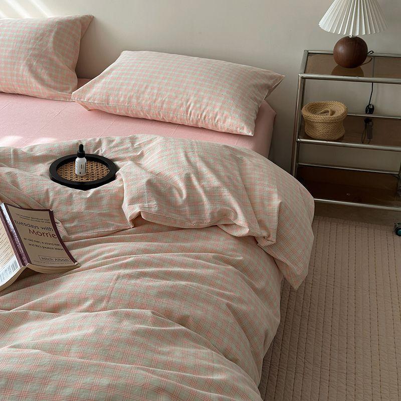 Class A Maternal And Infant Grade Unprinted Wind-Dyed Cotton Washed Cotton 4Pcs Set, Skin-Friendly Sleeping Naked Cotton 100 Cotton Quilt Cover