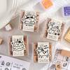 9 Pcs Wooden Journal Stamps Set, Cartoon Character Seals, Adorable Scrapbooking Supplies