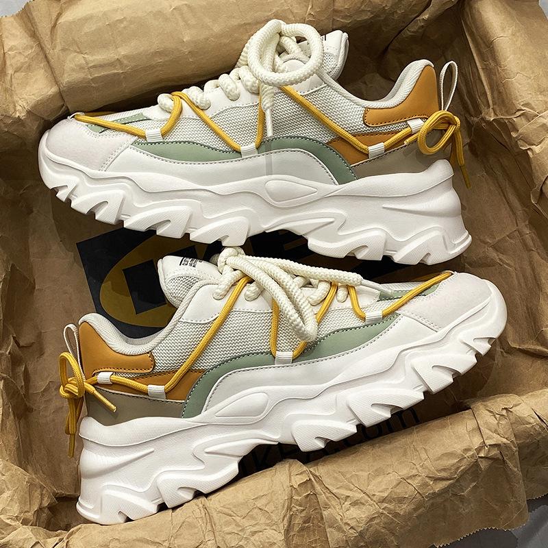 New spring and summer casual running sports mesh breathable inner heightening thick-soled dad trendy shoes