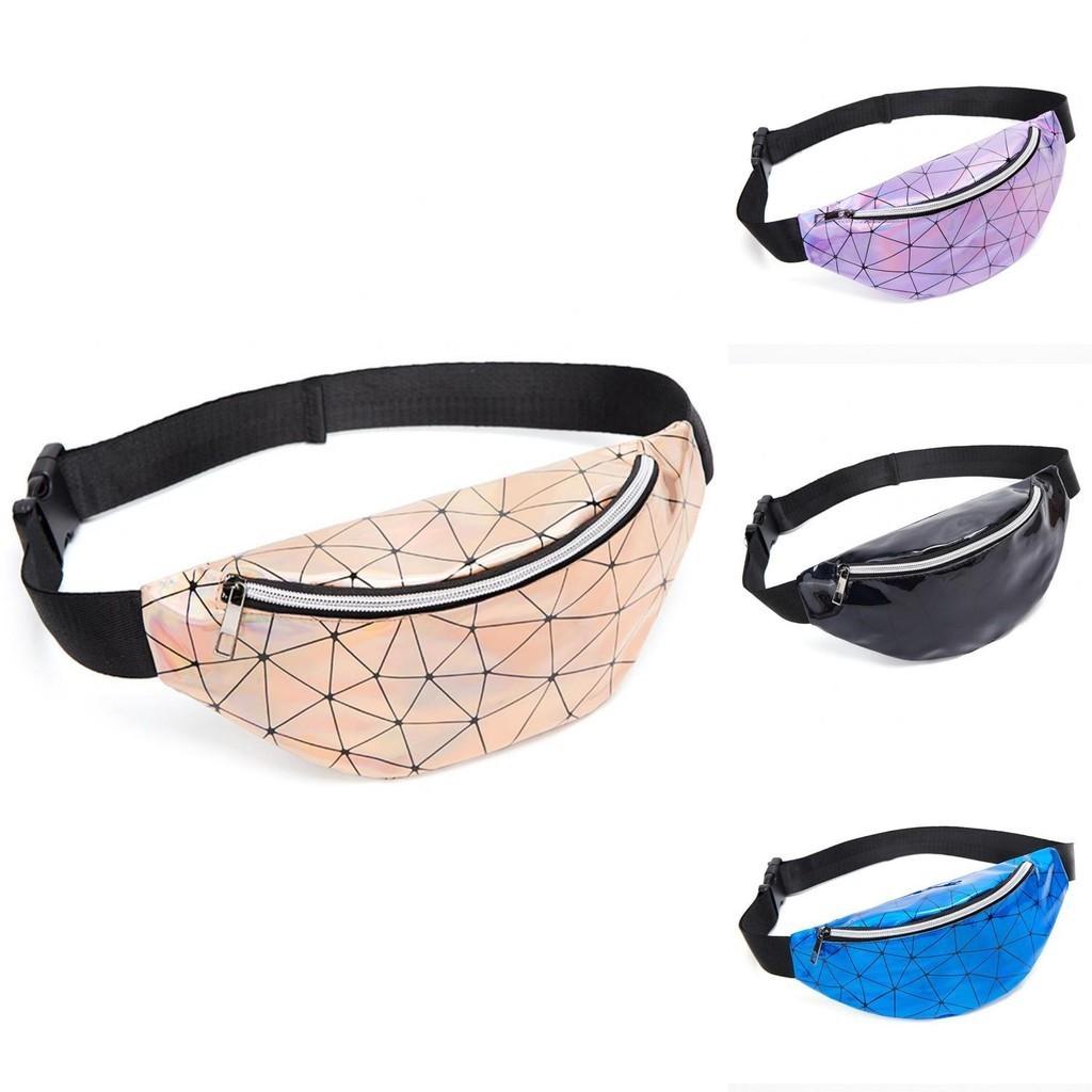 Elegant Geometric Holographic Waist Bags Stylish Fanny Belt Packs For Any Occasion