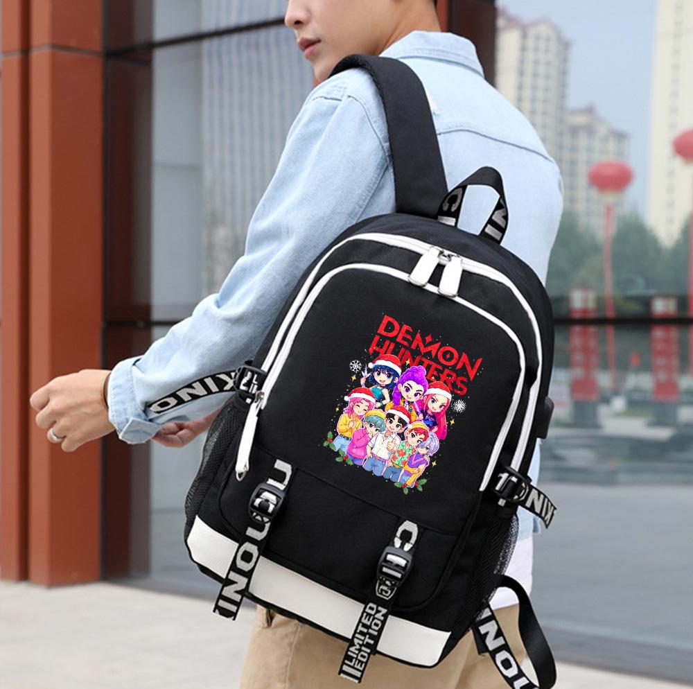 Cartoon K-Pop Demon Hunters Bedrukte Rugzak met Grote Capaciteit voor Tiener Student Meisje Jongen Schooltas Boekentas Kindercadeau Waterdichte Reistas