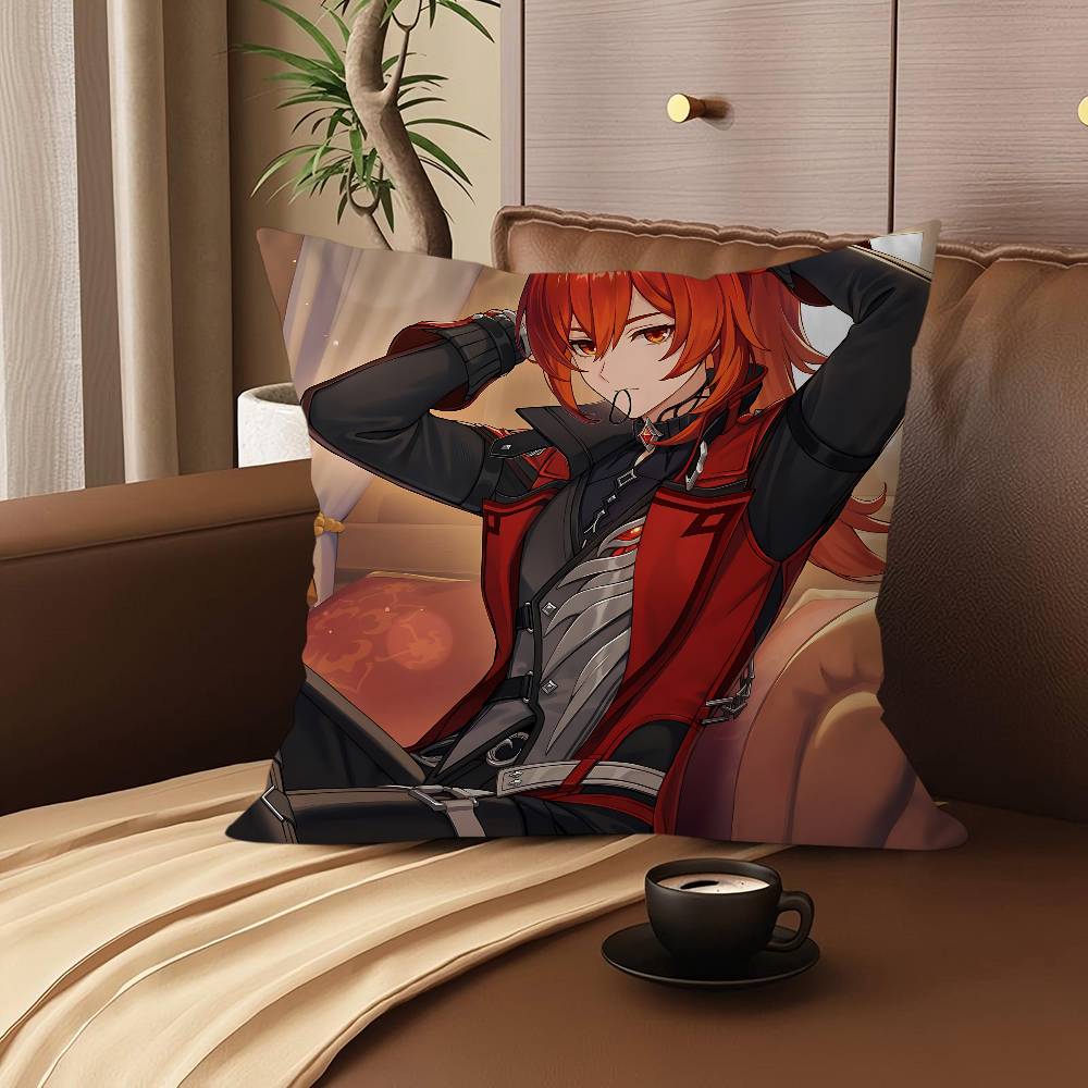 Diluc Ragnvindr Personalized Picture Text Home Decorative Pillows Household Gifts 45x45cm