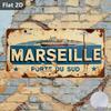 D-Moll pc Vintage Marseille Frankreich Küstenstadtbild Metallwandkunstschild xcm Retro Französisches Hafenschild mit blauer Bemalung