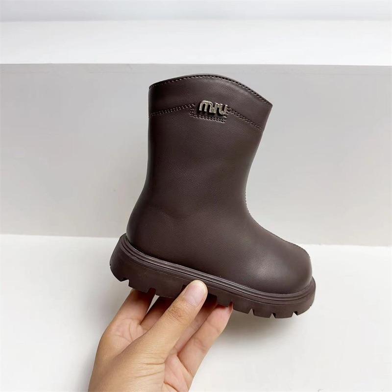 Nouvelles Bottes pour Enfants Printemps et Automne Bottines pour Filles Bottes en Cuir Souple à la Mode Bottes Trésor pour Femmes