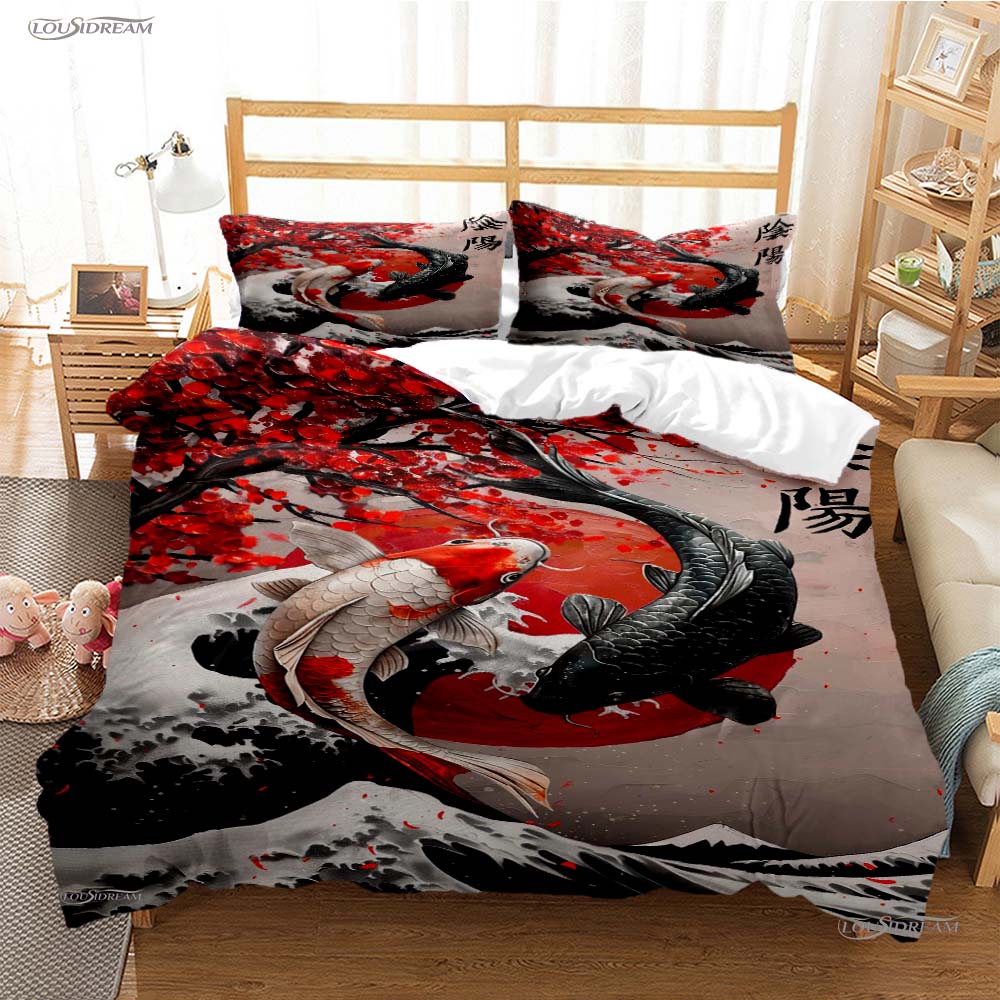 Comforter Yin Yang Koi Fish Casal All Season Duvet Luxury Bedding Set Soft And S Teen Single/Double/Queen/King
