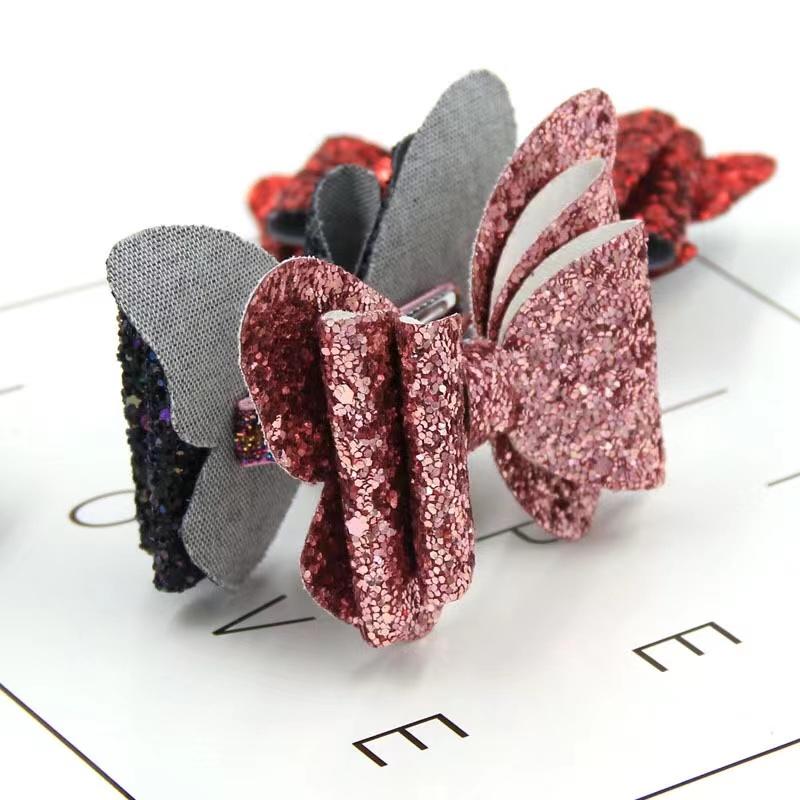 Girls Cute Sequins Double Butterfly Hair Clip Bow Hairpins DIY Headwear Bow Decor Hairgrip Toddler Hair Accessories