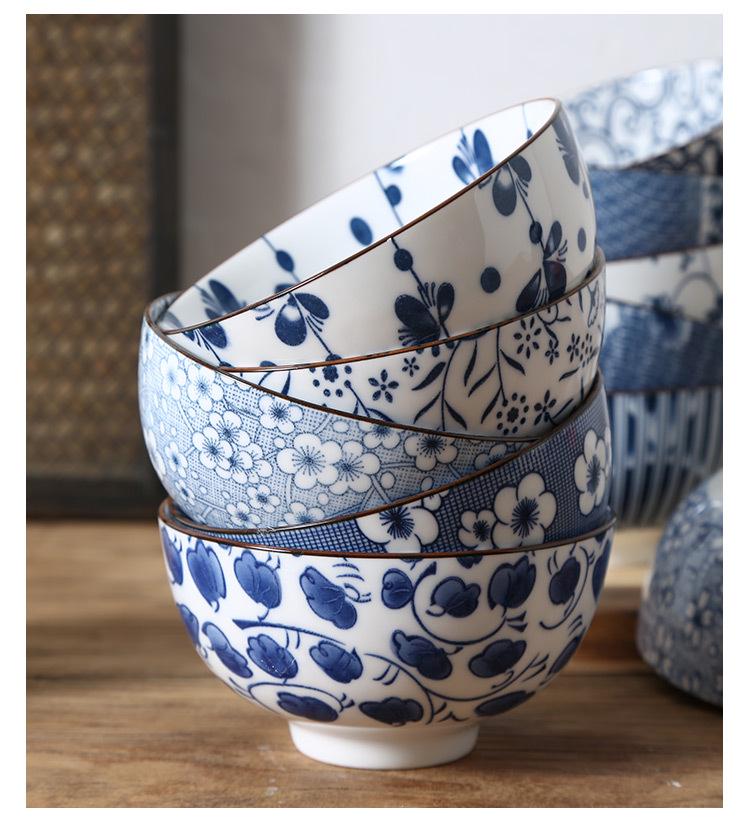 Microwaveable Japanese Ceramic Rice and Soup Bowl Set
