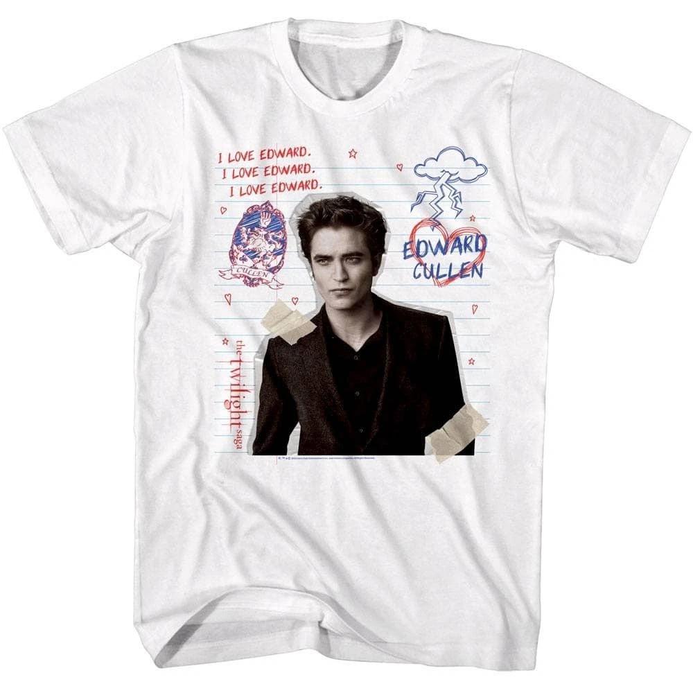 Twilight I Love Edward Notebook Doodles Men s T Shirt S