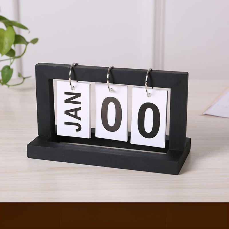 Y Minimalist Wooden Flip Desk Calendar - Vintage Home Office Decor, Dorm Desktop Organizer, Eco-Friendly Perpetual Calendar Gift