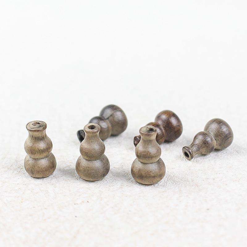 Somber Golden Phoebe Small Gourd Pendant - 9x15MM Handmade Buddhist Beads Bracelet Wenwan Wooden Accessories