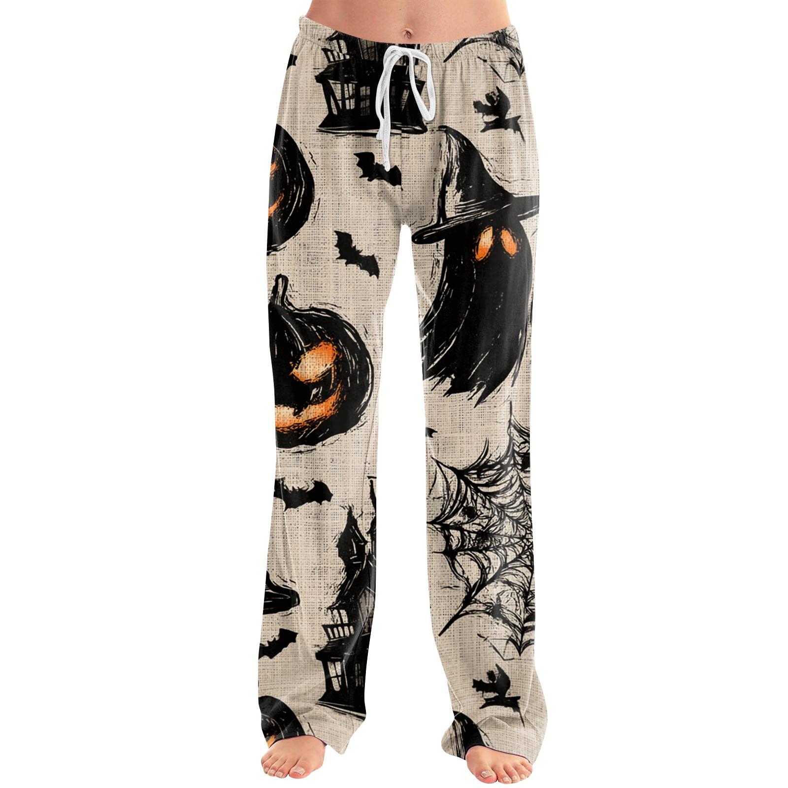 Women s Casual Loose Fit Halloween Printed Pants XXL