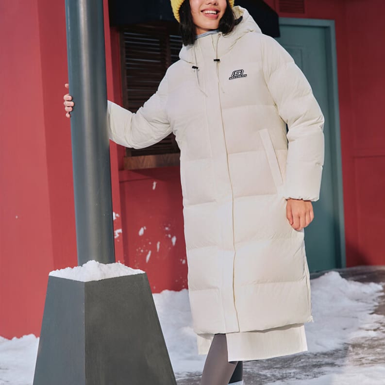 Skechers Colorful Down Jackets Women's Marshmallow White Hooded Moderate Other L423W131-0074