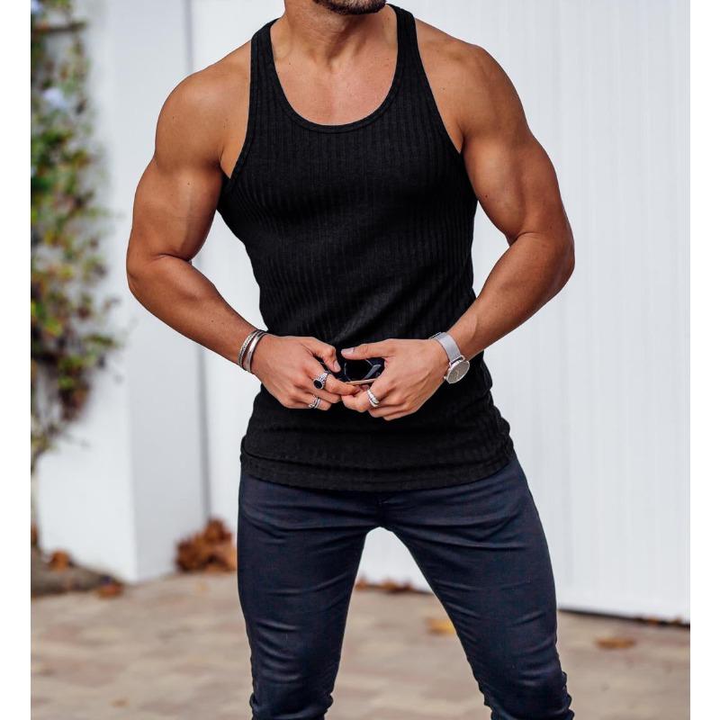 Men's Ribbed Knit Slim Fit Tank Top.