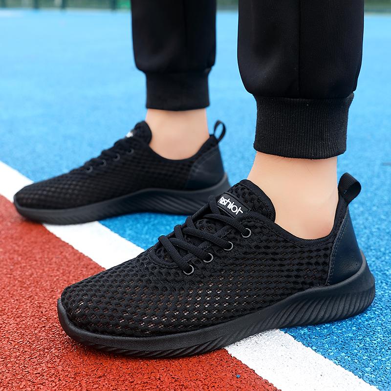 Sneakers spring and summer new mesh breathable running shoes lightweight fly-woven shoes trendy shoes running shoes black
