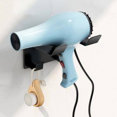 Stainless Steel Hair Dryer Storage Rack Waterproof Wall Mounted Hairdryer Stand with Hook Moisture-proof Blow Dryer Rack