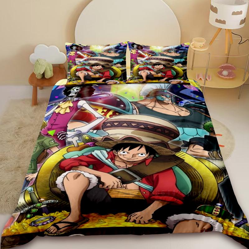 Anime One Piece Duvet Cover Luffy Cartoon Bedding Set Quilt Cover Twin King Size for Bedroom Decor Birthday Gifts
