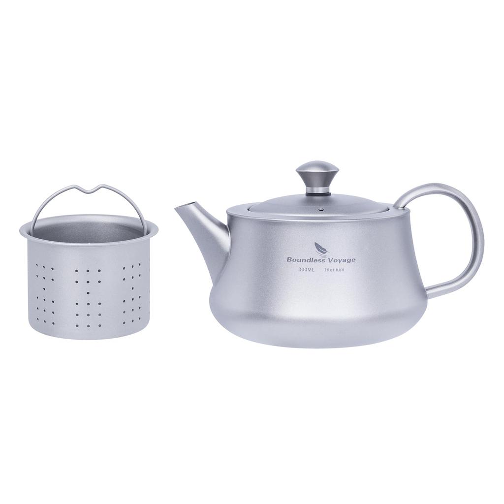 Boundless Voyage Titanium Teapot with Tea Strainer, Stylish, Cute, and Simple Design, 300ml Teapot for 2-3 Cups, Heat-Resistant, Lightweight,