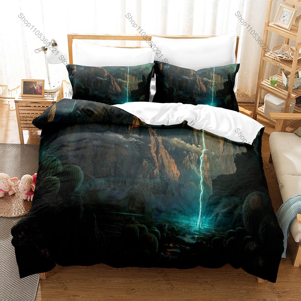 Glowing Magic Fantasy Portal Interdimensional Gate HD Print Bedding Set Duvet Cover + 2 Pillowcases Polyester Game Room Decor