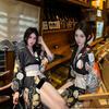 Dámské japonské kimono a yukata šaty pro formální fotografování
