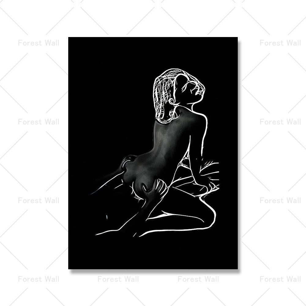 Nordic Canvas Painting Black and White Nude Couple Sexy Body Women Man Wall Art Poster Print Wall Picture for Room Home Decor