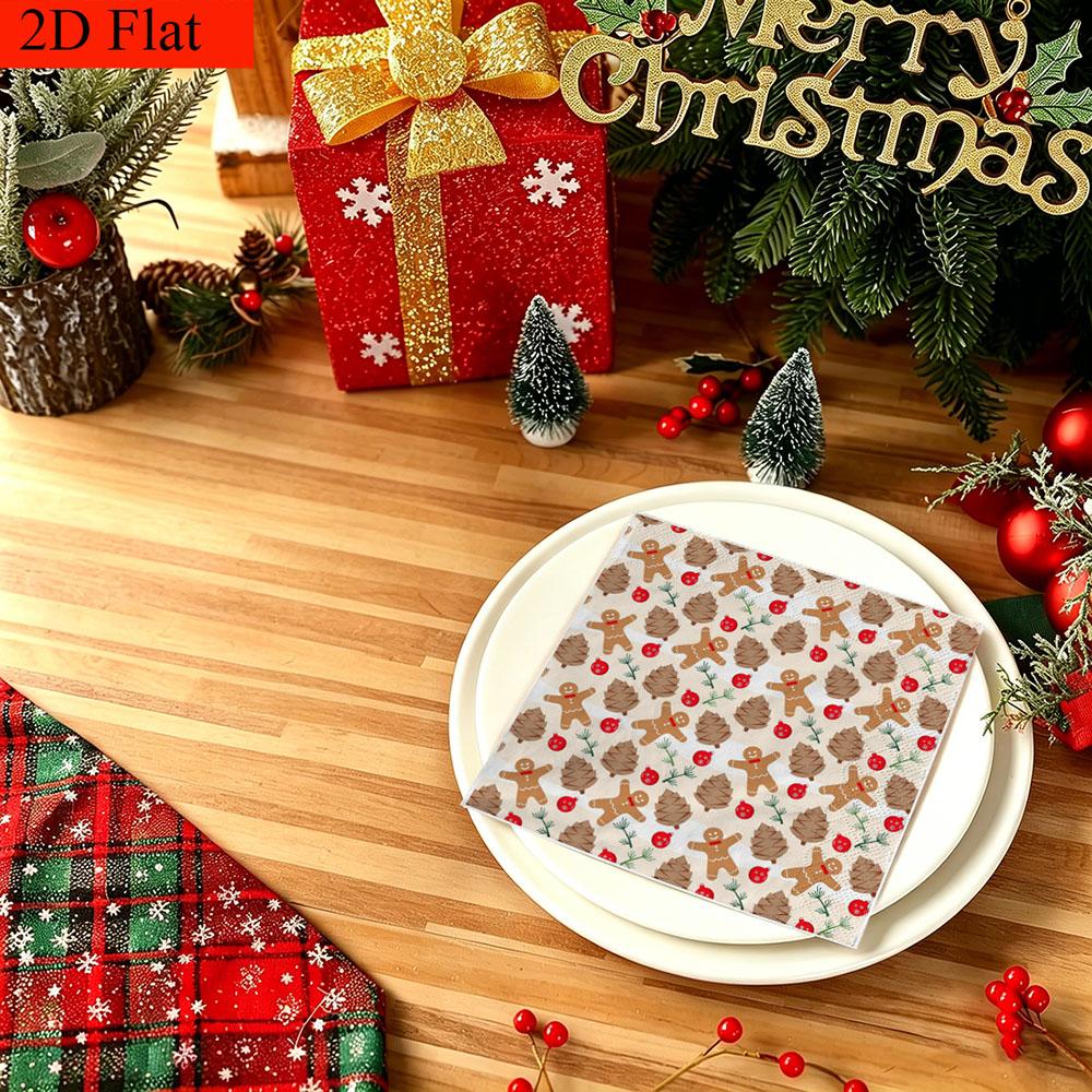20pcs Disposable Napkins with Christmas Candy Pattern Print for Wedding,Parties,and Daily Use for Thanksgiving Fall Christmas Table Decoration