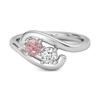 925 Sterling Silver Pink Topaz Two-Stone Bypass Women Wedding Ring
